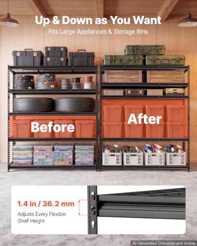 Heavy Duty 5-Tier Garage Storage Shelves 60 x 24 x 71.4 in Black