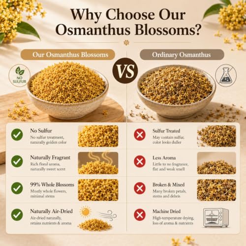 Dried Osmanthus Flowers - Edible Golden Blossom Tea & Baking Ingredient, 3oz