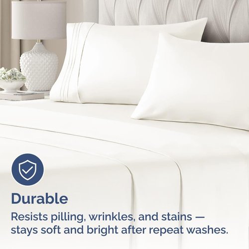 King Standard Pillow Cases - Soft Hotel Quality Covers | Fade & Wrinkle Resistant, Machine Washable - 2 Piece Set in Antique White