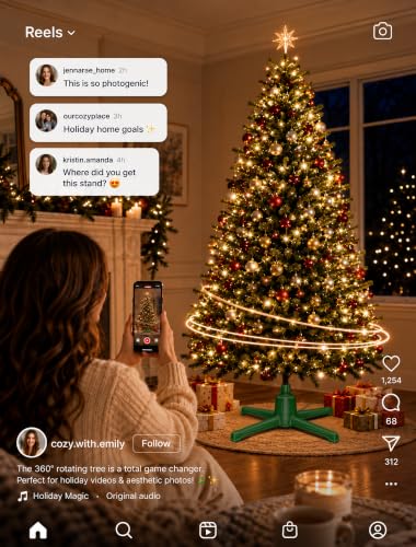 Rotating Christmas Tree Stand for 9 ft Artificial Trees - 360° Silent Spin