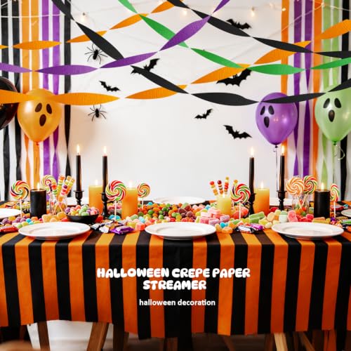 Halloween Crepe Paper Streamers - Black & Orange Party Decorations