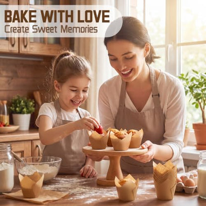 Natural 200 pcs Tulip Cupcake Liners for Baking Muffins - Premium, Non-Stick
