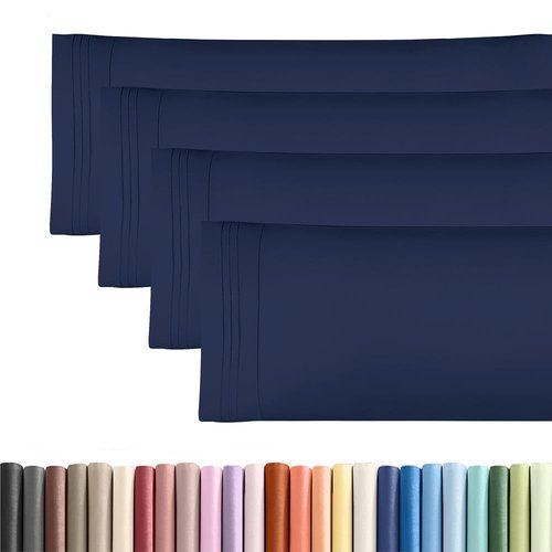 Body Pillowcases Set of 4-20x54 Long Body Pillow Case - Soft Body Pillow Cover for Sleeping & Side Sleepers - Comfy, Breathable & Fade Free - Machine Washable with Envelope Enclosure - (Navy Blue)