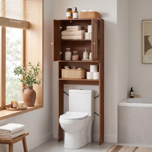 Over Toilet Storage Cabinet Bathroom Organizer with Adjustable Shelves