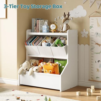 Kids Toy Storage Organizer with Display Shelf 23.8" - Safe Playroom & Nursery Storage