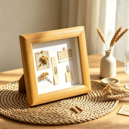 Wood Color 2-Pack Shadow Box Picture Frames 4x4 Inch Deep Glass DIY Display
