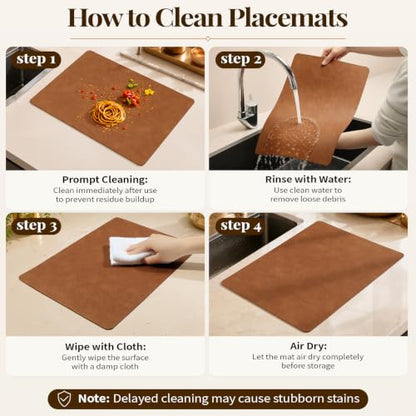 Homaxy Vinyl Heat Resistant Placemats Set of 6 - Reddish Brown