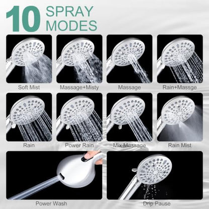 Filtered Handheld Shower Head with 2 Filters, High Pressure, Metal Holder - Premium Chrome / 2.5 GPM