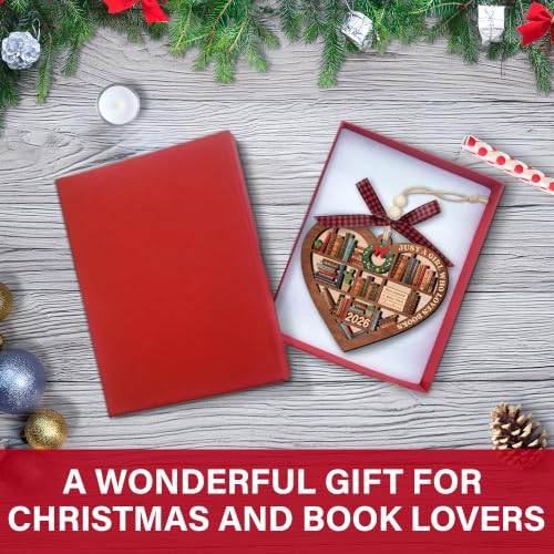 Just A Girl Who Loves Books Heart Bookshelf Wooden Christmas Ornament - Reader Gift