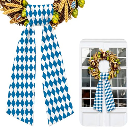 Oktoberfest Wreath Sash Set - Blue Checkered Front Door Decor