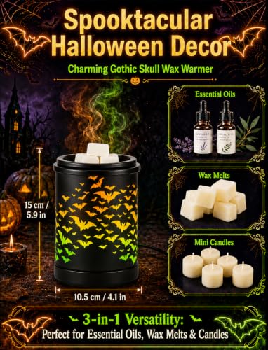 Halloween Bat Wax Melt Warmer - Colorful Electric Fragrance Warmer with Bat Design