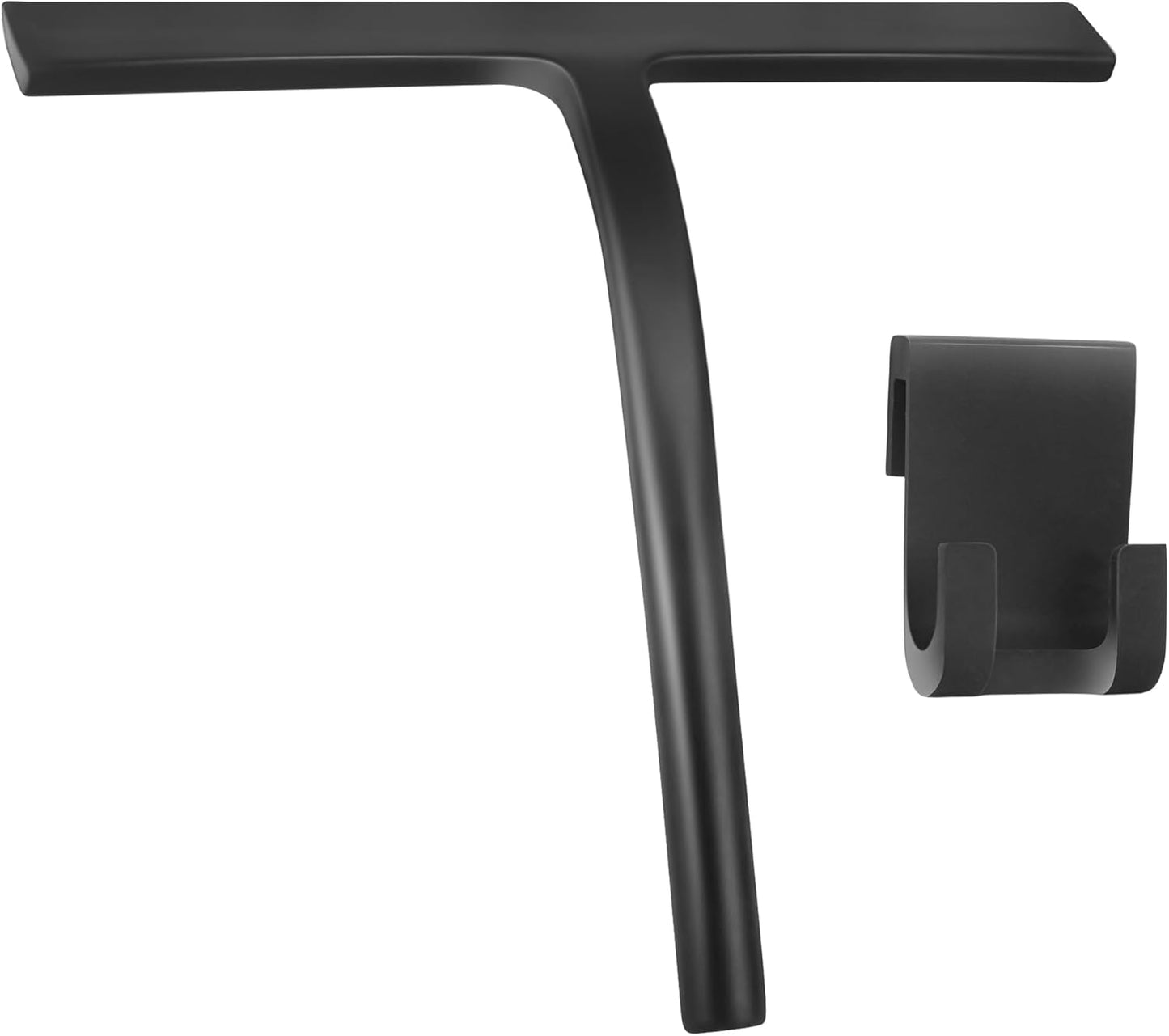 Skiennix Shower Squeegee - Premium Glass Door & Mirror Cleaner with Hook | Silicone Handle (Black)