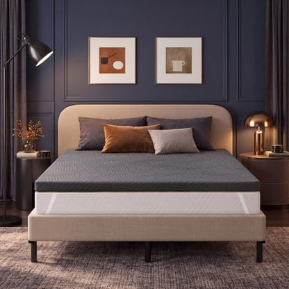 Twin 2 Inch Gel Memory Foam Mattress Topper with Graphene Cover - No Sheet Needed