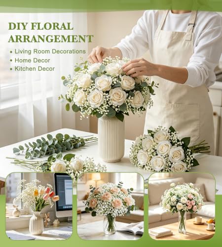 40 Pcs Artificial Baby's Breath Flowers for Wedding & Home Decor - Real Touch Faux Flowers