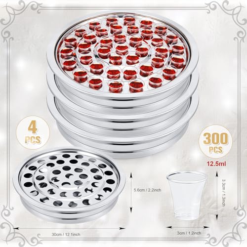 4 Pcs Silver Communion Trays & Disposable Cups Church Supplies - Variation of 4 / Silver