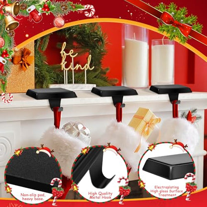 Heavy Duty Metal Christmas Stocking Holders - Black, Pack of 4