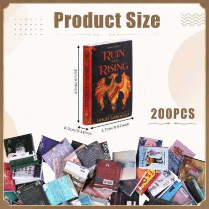 Miniature Dollhouse Books Set - 200 Tiny Decorative Books for Dollhouses and Crafts