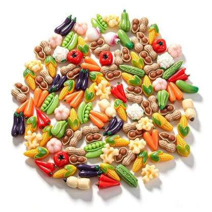 100PCS Fake Vegetable Resin Miniatures for Crafts and Decor