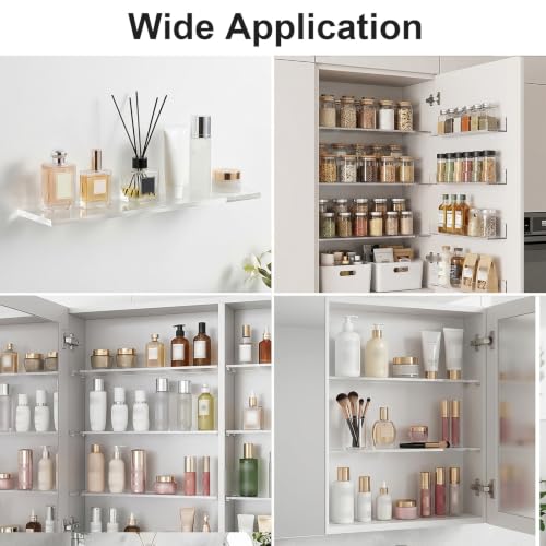 Acrylic Medicine Cabinet Shelves Set - 4 Pack Wall Storage Racks
