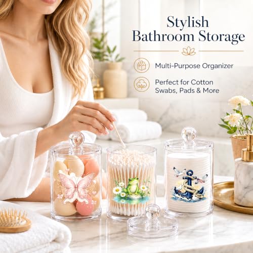 Deer Cotton Swab Holder with Lid - Clear Acrylic Woodland Bathroom Jar