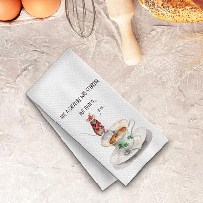 Funny Christmas Mouse Kitchen Towels - Holiday Coffee Lover Gift - 16x24 Inches - Variation 5