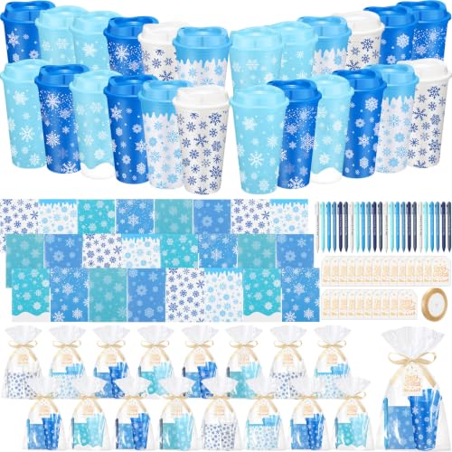 Snowflake Christmas Gift Set - 24 Snowflake Cups Pens Notebooks Party Favors