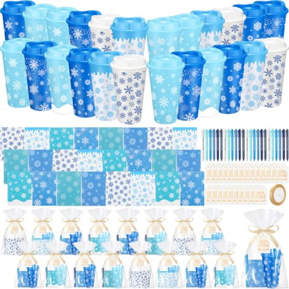 Snowflake Christmas Gift Set - 24 Snowflake Cups Pens Notebooks Party Favors