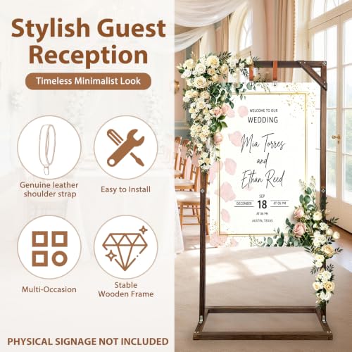 Wooden Welcome Sign Stand for Wedding & Event Decor - 63 x 30 Inch