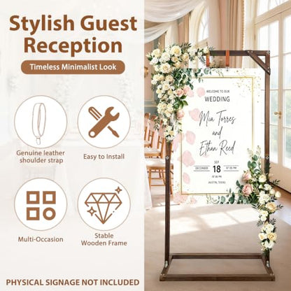 Wooden Welcome Sign Stand for Wedding & Event Decor - 63 x 30 Inch