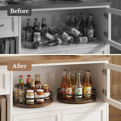 2 Pack 9 Inch and 10 Inch Lazy Susan Turntable Organizer for Kitchen & Table