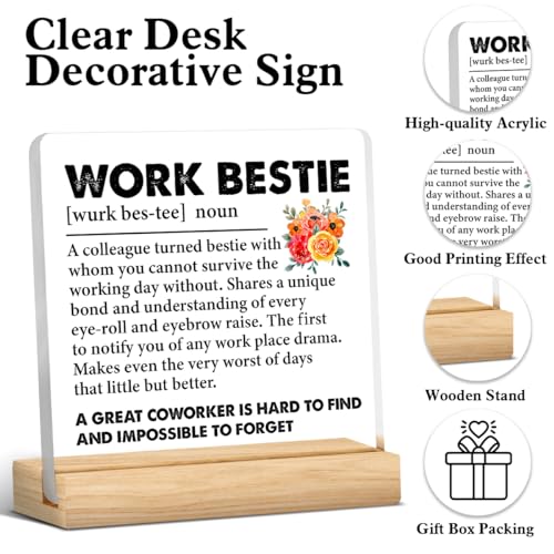 Work Bestie Gifts for Women D12 - Funny Office Desk Sign Keepsake Acrylic