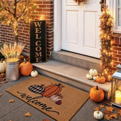 Fall Pumpkin Door Mat Welcome 17x29 Inches Non-Slip for Holiday & Thanksgiving