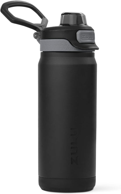 ZULU Powerfill Pro 18oz Kids Stainless Steel Water Bottle - Quick Fill Lid, Triple Wall Insulated, Leak Proof | Tonal Black