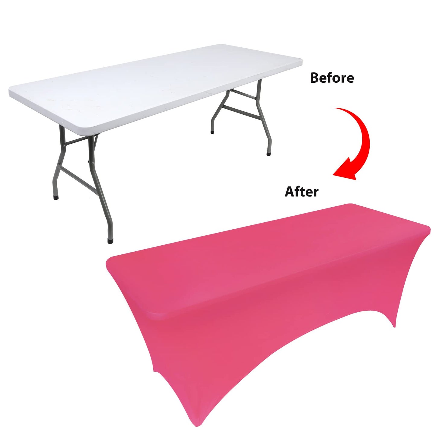 BDDC Table Covers for 4 Foot Tables, Spandex Table Covers 4ft, Fuchsia Table Cloths Rectangle 4ft for Events, Wedding, Banquets & Parties