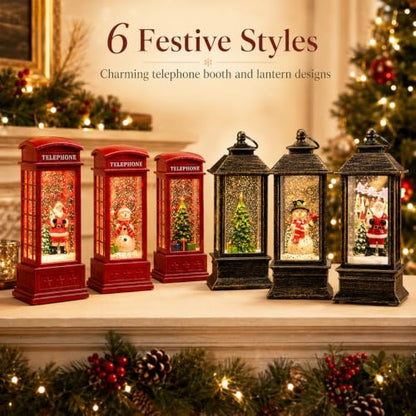 Christmas Snow Globe Lantern Light-Up Holiday Decor - Variation #F