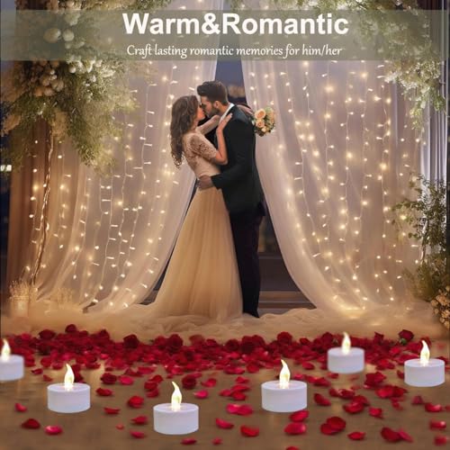 Warm White Flameless LED Tea Lights with Remote & Timer - 12 Pack