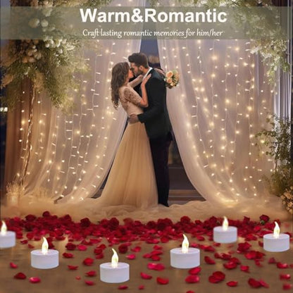 Warm White Flameless LED Tea Lights with Remote & Timer - 12 Pack