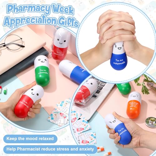 24 Pack Pharmacy Technician Stress Balls Pill-Shaped Gifts with Inspirational Quotes