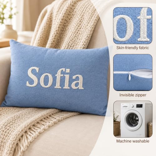 Dark Green Custom Embroidered Name Pillow - Personalized Decorative Throw Pillow for Bed, Couch, Kids & Adults