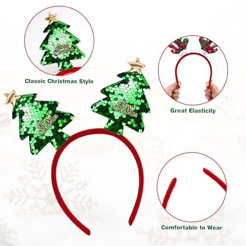 20 Pack Christmas Headbands with Santa Hat, Tree Antlers & Bow - Holiday Hair Accessories