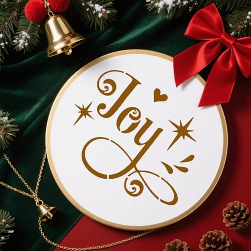 Round Christmas Stencils Set - 6pcs 12-Inch Holiday Decor Templates with Festive Phrases & Designs