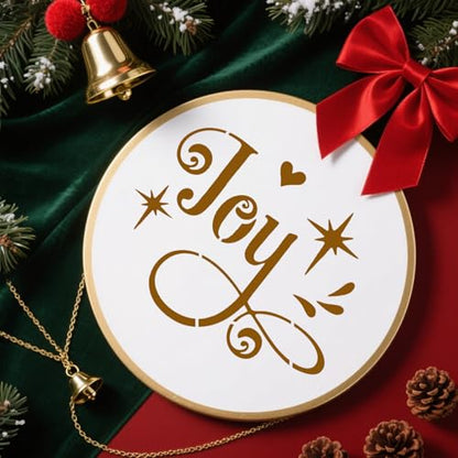 Round Christmas Stencils Set - 6pcs 12-Inch Holiday Decor Templates with Festive Phrases & Designs