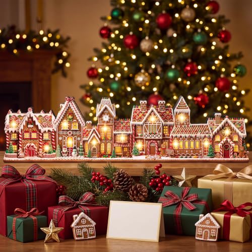 Lighted Christmas Gingerbread House Table Decor Village Set - Variation of Christmas