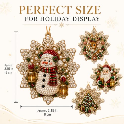 Snowflake Christmas Pearl Art Ornament Kit - DIY Gem Craft for Tree Decor