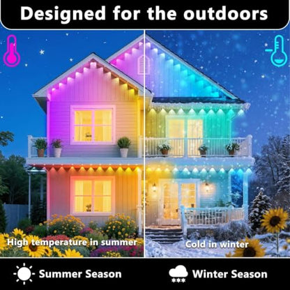 Outdoor RGB LED Lights 300FT Waterproof Smart Eaves Lighting with App & Remote - DIY Color Scenes & Modes