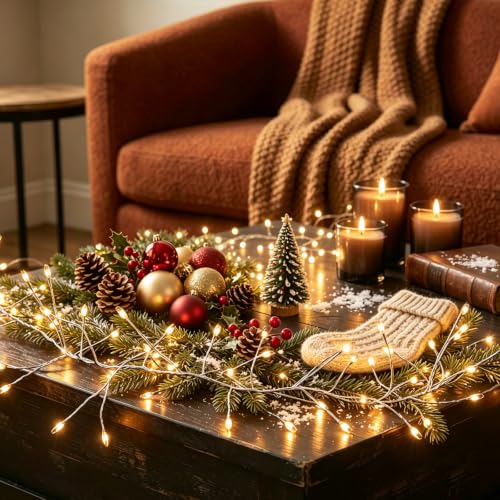 Warm White Copper Wire Firecracker String Lights - 120 Bulbs, Battery Powered