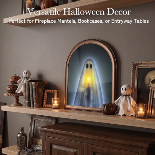 Light Up Ghost Mirror Halloween Decoration 10.6 x 13.1 Inches Spooky Wall Decor