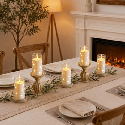 Flickering Flameless Candles with Remote Timer - White, 6 Pack