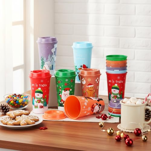72 Pack Christmas Coffee Cups Gifts Bulk - Snowman & Reindeer Variations