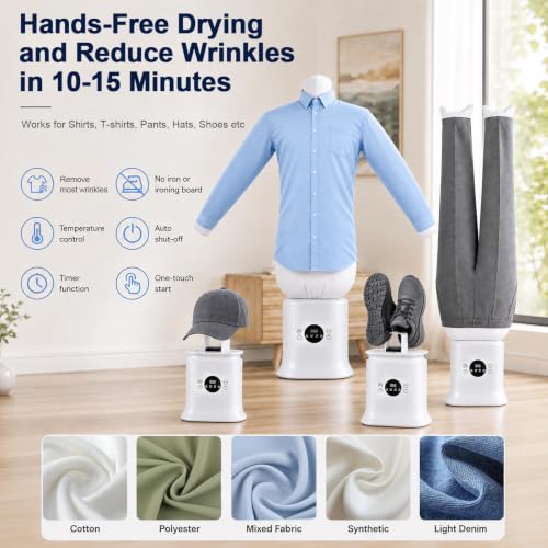 Automatic Clothes Dryer and Wrinkle Remover for Shirts & Pants - Portable Hands-Free Inflatable Garment Steamer